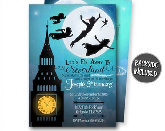 Peter Pan Invitation, Peter Pan Birthday Invitation, Peter Pan Party, Neverland Invitation, Peter Pan, Personalized, Printables, Digital
