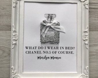 Silver Glitter Chanel No 5 No.5 Print / Perfume Bottle / Coco Chanel / Mademoiselle / French Chanel Prints / Chanel Frame / marilyn monroe