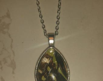 Black and green wing necklace