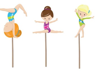 Gymnastics Cupcake Topper, Gymnastics Birthday cupcake topper, gymnastics picks, gymnastics cake topper, gymnastics, birthday cupcake topper