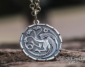 Targaryen Pendant Game of Thrones Jewelry Sterling Silver House Targaryen Necklace Daenerys Amulet