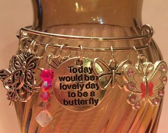 Lovely Day to be a Butterfly Charm Bangle Bracelet