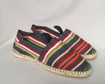 Vintage espadrilles / slides / summer shoes / flats / slip ons / canvas shoes / handmade espadrilles / slip on shoes / made in France