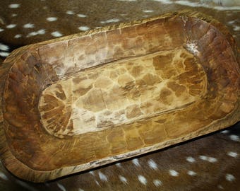 Carved Wooden Dough Bowl Primitive Wood Trencher Tray Rustic Home Decor 21 inch
