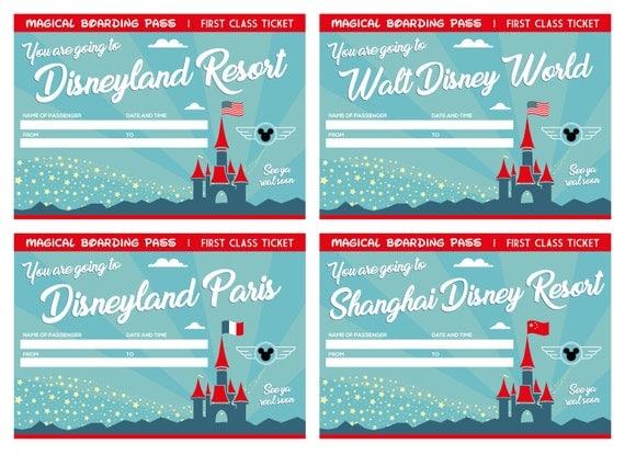 12 printable tickets for all disney world and disneyland