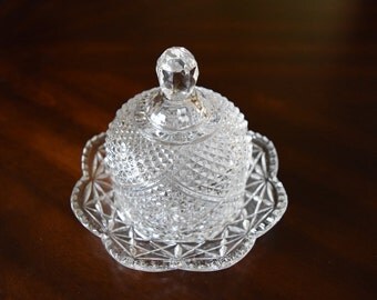 AVON domed pressed glass covered butter dish AVC6