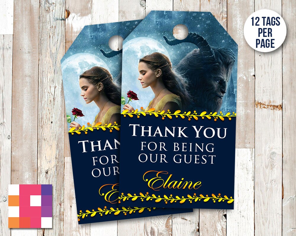 Beauty and The Beast Thank You Tags Beauty and The Beast