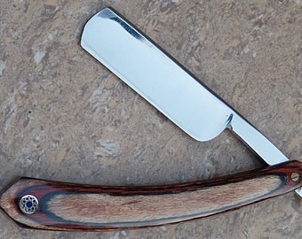 100% Handmade & Forged Dollar Wood Handle with J2 Steel Straight Razor AA-14105