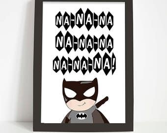 Batman print, Nursery print, Nursery wall art, Superhero print, Boys nursery decor, Boys bedroom decor