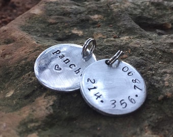 Dog tag. Pet ID tags hand stamped on thick grade aluminum.