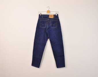 70s Levi Jeans, High Waisted Levis, 1970s Levis, Vintage Mom Jeans, Tapered Leg Jeans, Levis 550 Dark Wash Jeans, Loose Fit, Size 29
