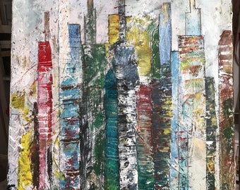 Unique Manhattan Skyscrapers Skyline Canvas Painting