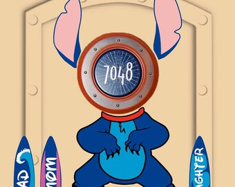Disney Cruise Door Magnets (not paper) Stitch with personalized surf boards for family members