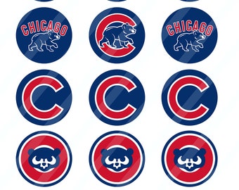 Chicago Cubs 2 inches round for cupcake toppers sheet size 8.5x11 - Instant Download