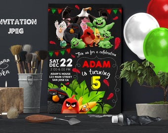 Angry Birds Invitation, Angry Birds Party, Angry Birds Birthday Invitation, Boy Angry Birds Invitation, Angry Birds Theme Printables