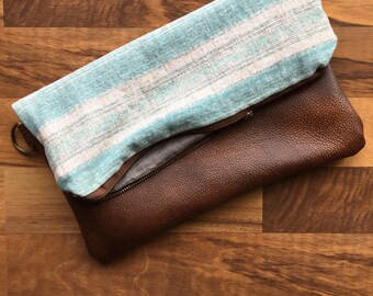 Large leather foldover clutch