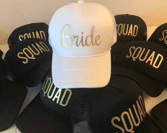 FAST SHIPPING - Bride Squad Hats / Bride Tribe Hats / Bachelorette Party / Bridal Party / Bride to Be / Bridemaids / Bridemaids Gifts
