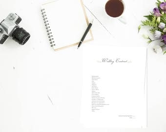 Wedding Photography Contract, 3 page Photography wedding contract