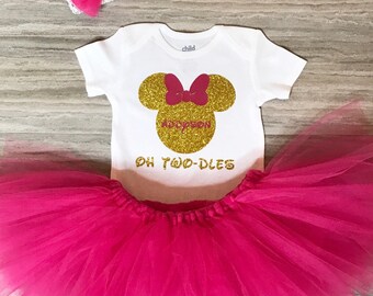 Oh Two-dles Minnie Mouse Birthday Outfit, Minnie Mouse Birthday Outfit. Minnie T-shirt