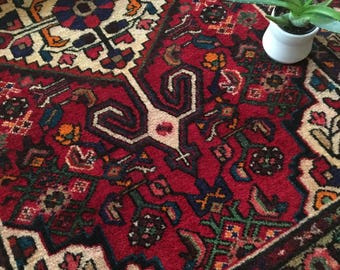 Caroline // Vintage Antique Persian Rug 5'x3'4", sweet colorful small space bohemian area rug