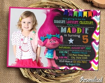 Trolls Invitation Trolls Birthday Trolls Birthday Invitations Trolls Party Trolls Printable Trolls Invitations Trolls Birthday Card Trolls