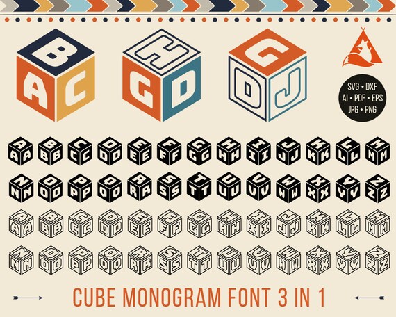 Cube font Svg Cube Monogram Font Svg Cube Alphabet Svg Block