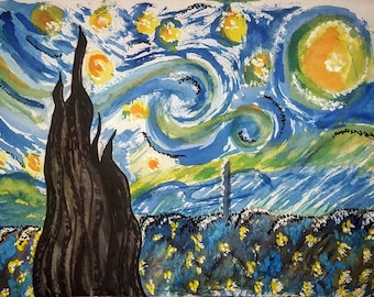 Watercolor Painting: My Starry Night