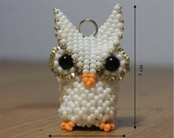 Charming little white OWL beads in 3D trailer decoration gift