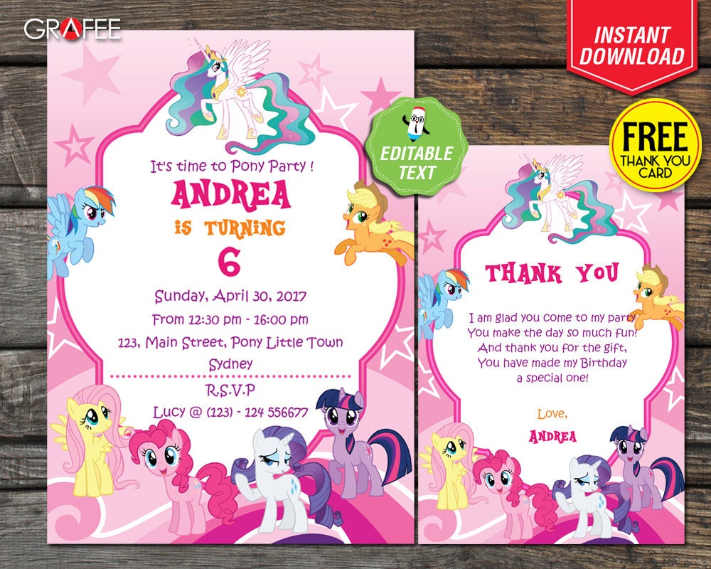 My Little Poney Carte Invitations 3