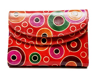 Ethnical Leather Wallet, Circus Model - made ORANGE