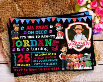 Paw Patrol Invitation Boy and Girls, Paw Patrol Invitation, Paw Patrol Birthday, Paw Patrol Birthday Invitation, Paw Patrol Birthday Party