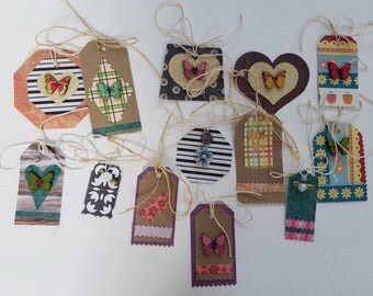 Colorful Butterflies and Stripes Gift Tags