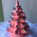 Christmas Small Sparkly Peachy/ Pink Ceramic Tree with Turquoise Teal Lights with base, light and cord