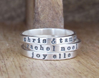 Stackable Ring, Name Ring, Personalized Ring, Mothers Ring, Sterling Silver Ring, Personalized Jewelry, Comfort Fit