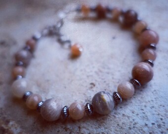 Peach Moonstone Bracelet