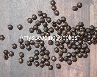 40 Melon 3.2mm Beads, Vintaj Natural Brass (BD236)