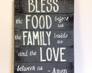 Set Decorativo Da Parete In Legno 'Bless The Food Before Us', 5 Placche Con Scritta, Rustico Per Cucina E Sala Da Pranzo, 52x30 Cm