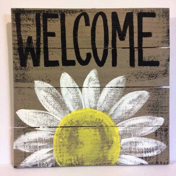 sign plaque daisy painting wood pallet by trimblecrafts