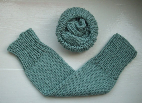 Chunky leg warmers, warm wool, soft duck egg blue by SpinningStreak