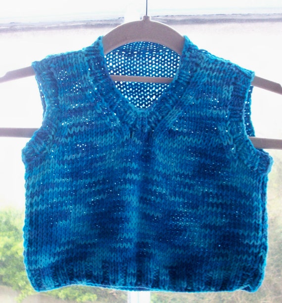 Baby toddler vegan summer knit cotton tank top vest slipover blue