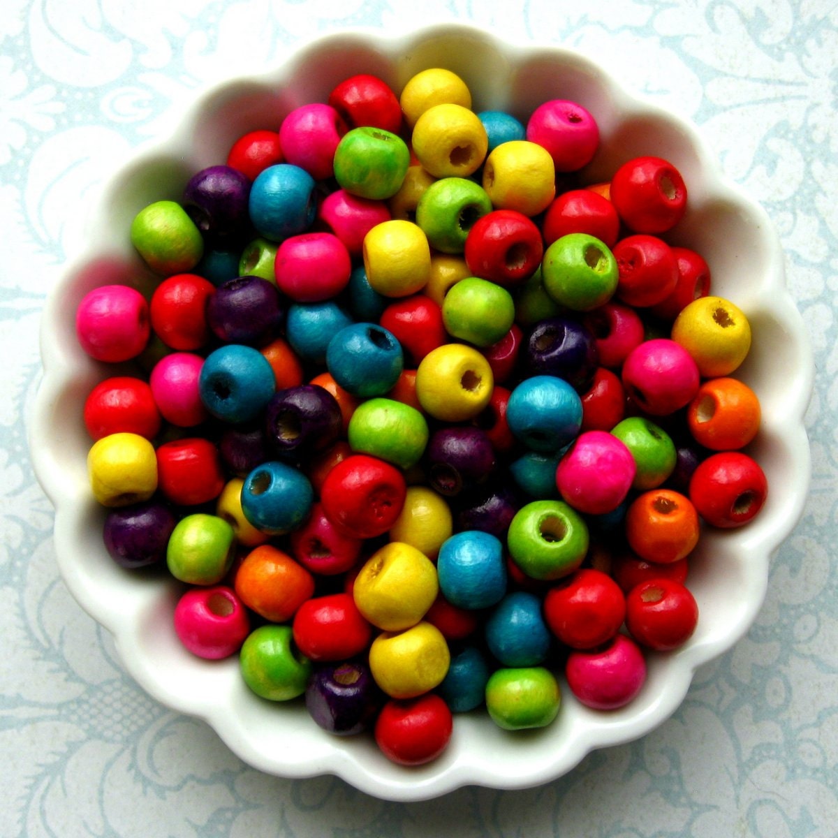 8mm Multi Colored Wooden Beads 200 8mm Glossy Rainbow Wood