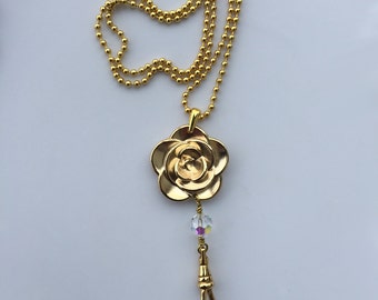 Flower Lanyard, Floral Lanyard, Gold Lanyard, Lanyard for Women
