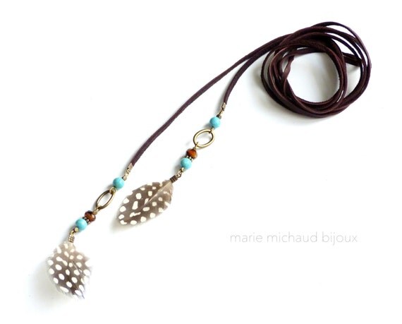 Choker necklace,Feather choker,Wrap necklace,Feather necklace,Blue feather choker,Long choker leather,Choker,Wrap necklace with feather