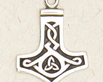 Thors Hammer Pendant - Genuine Pewter - Celtic knot Charm
