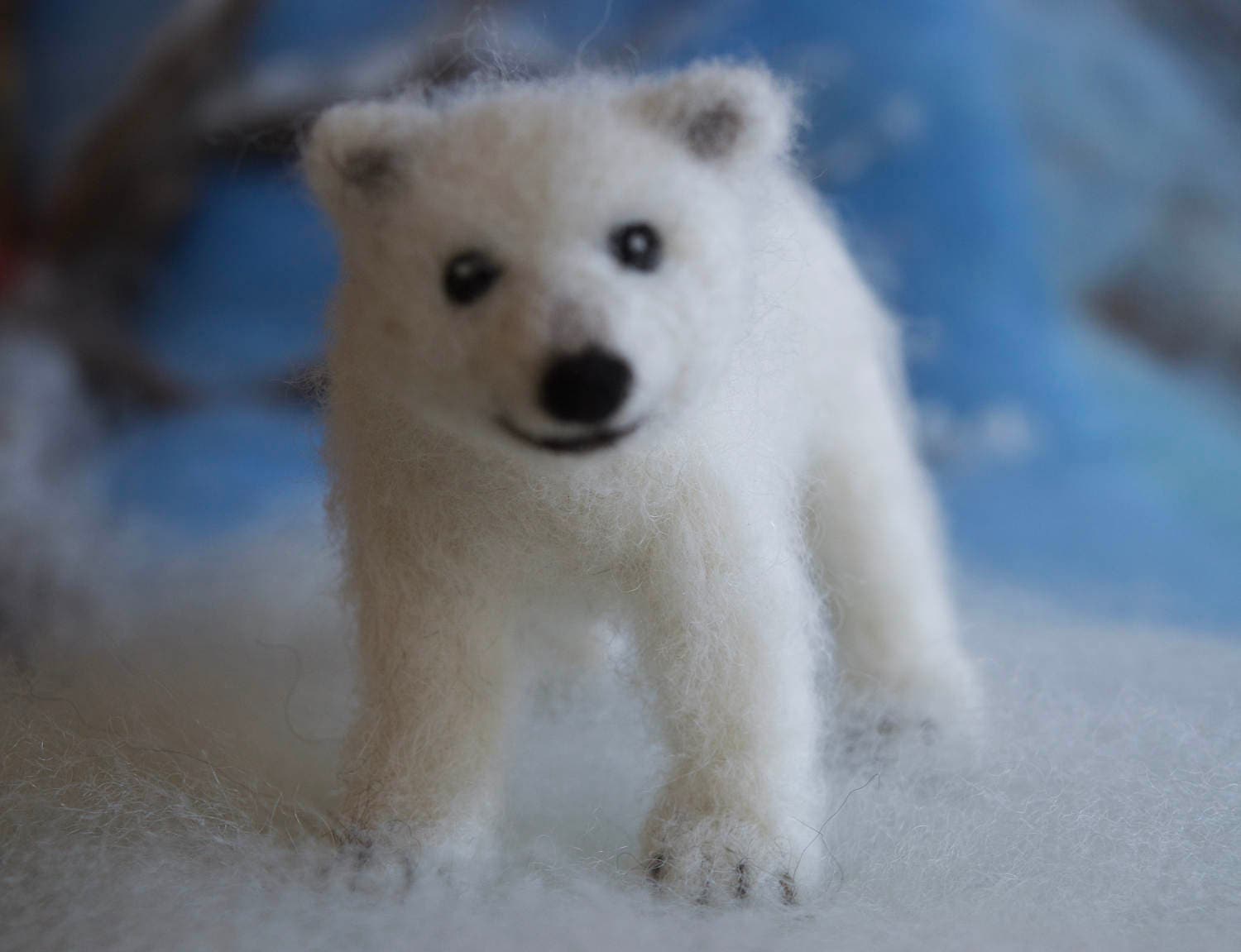 Needle Felted Polar Bear Cub Poseable