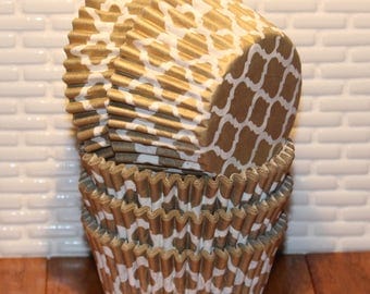 Gold Quatrefoil Cupcake Liners (Qty 40) Gold Quatrefoil Baking Cups, Gold Cupcake Liners, Gold Baking Cups, Gold Muffin Cups, Baking Cups