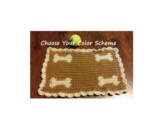 Medium Dog Bowl Mat, Made to Order, Custom