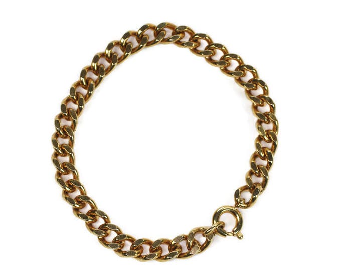 Curb Link Starter Charm Bracelet Gold Tone Vintage