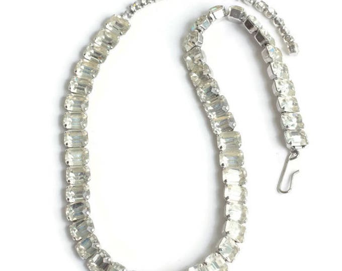 CIJ Sale Crystal Baguette Choker Necklace Wedding Bridal Vintage
