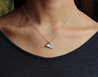 origami - paper airplane in sterling silver - handmade